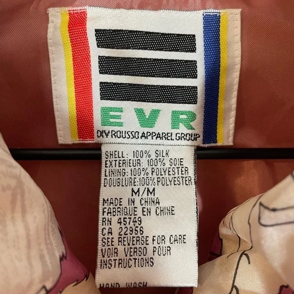 Vintage EVR Women's Silk Floral Print Full Zip Bomber Windbreaker Jacket Medium - Picture 8 of 9